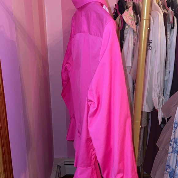Ralph Lauren Peplum Hot Pink and White Button Up Shirt - Picture 6 of 6
